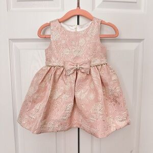 Gold and Pink Floral Kids Dress